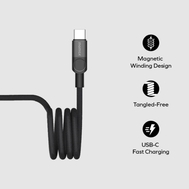 Momax Maglink USB-C to USB-C Magnetic Cable 1m | Black Momax Maglink USB-C to USB-C Magnetic Cable 1m | Black